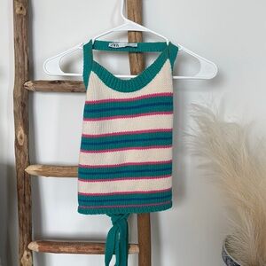 Striped Knit Halter Top